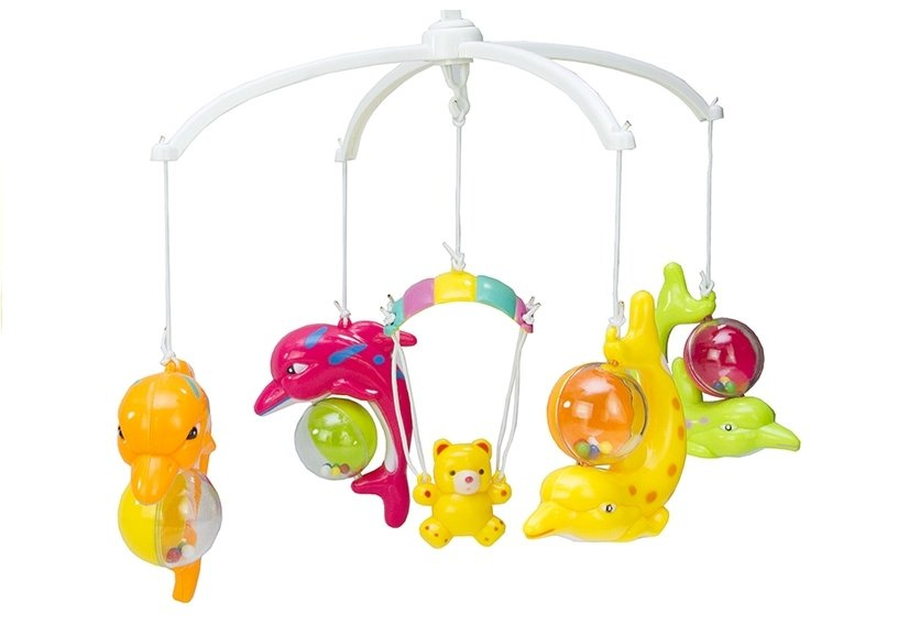 Baby Musical Mobile Crib Cot Hanger Dolphin Wind Up Carousel With Night