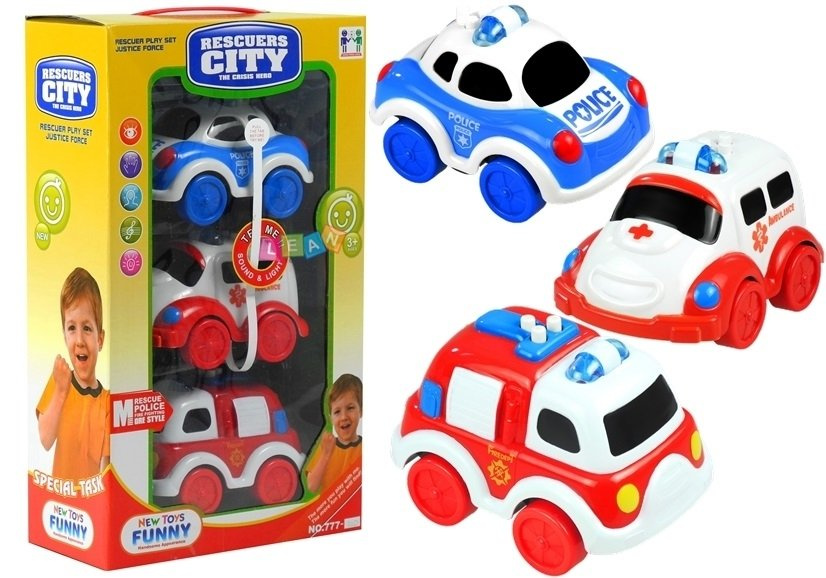 Emergency Vehicles Play Set Ambulance Police Car Fire Truck Battery