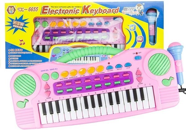 Kinder Piano Keyboard TX6655 Klavier Musikinstrument 32 Tasten Rosa Mikrofon