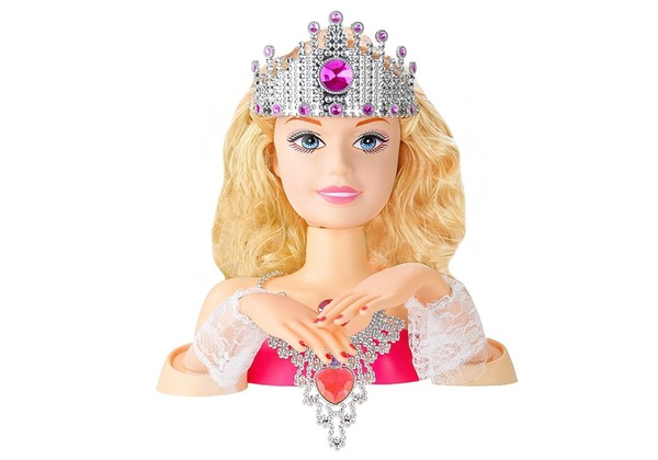 Frisierkopf mit Tiara Frisurenkopf Puppenkopf Blond Spielzeug für Kinder