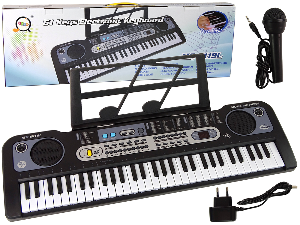 Keyboard Z Mikrofonem Instrument Muzyczny Czarny LeanToys Pl