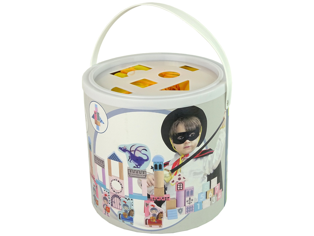 Drewniane Klocki Zamek Rycerz Smok 66 Elementow Gra Puzzle