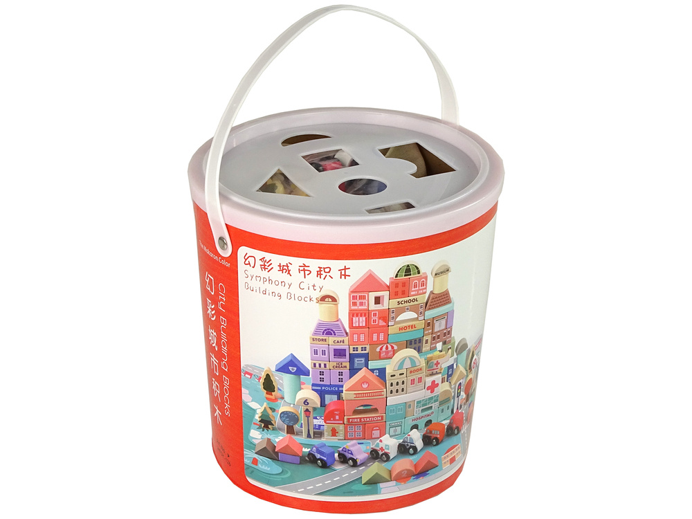 Zestaw Drewnianych Klockow Miasto Litery Puzzle 135 Sztuk