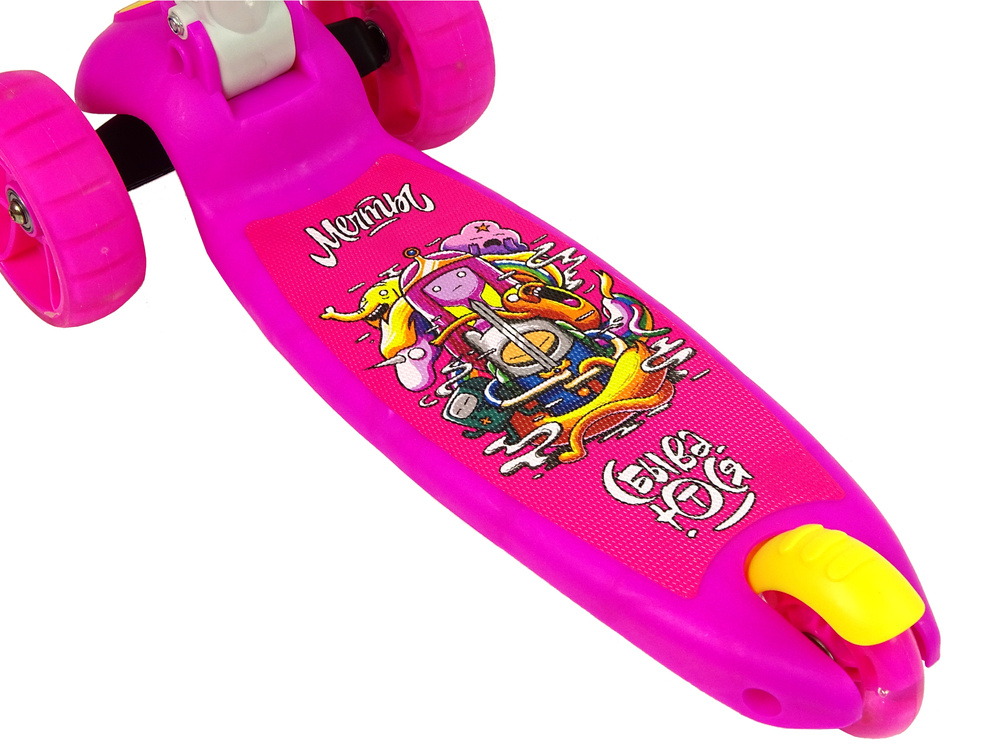 Hulajnoga Trojkolowa Balansowa z Siodelkiem Rozowa Wesola Grafika Antyposlizgowa