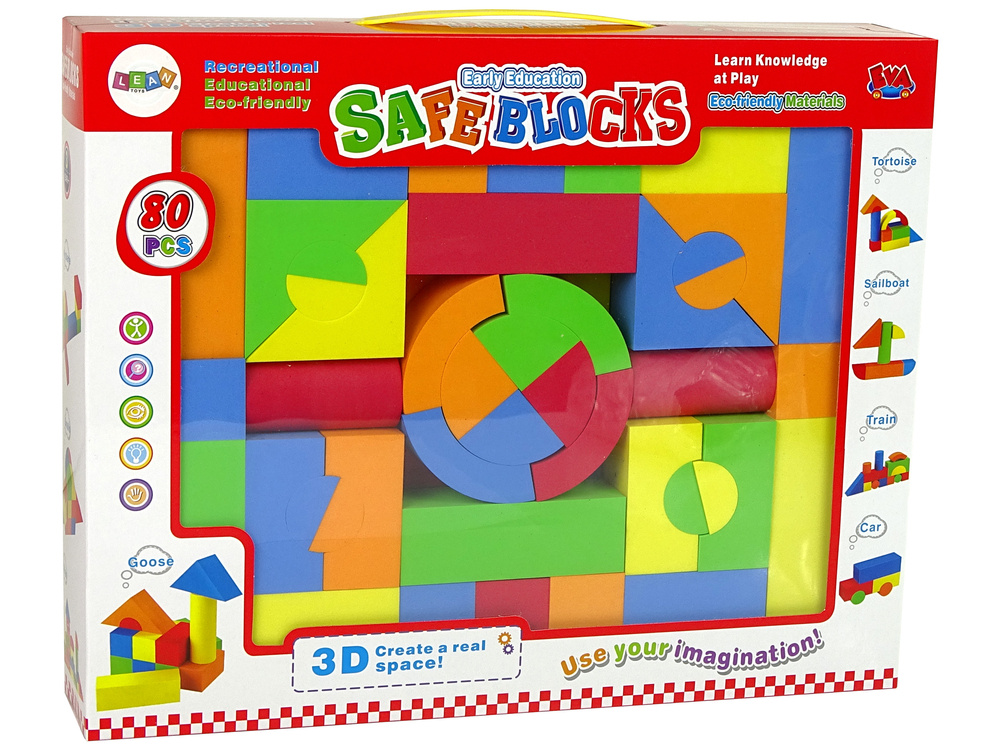 Klocki Piankowe Wielokolorowe 80 Elementow