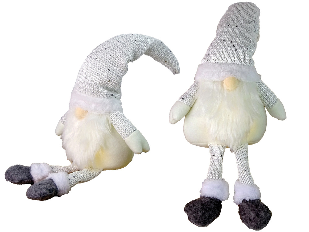 Swiateczny Skrzat Krasnal Swiecacy 40 cm Szary