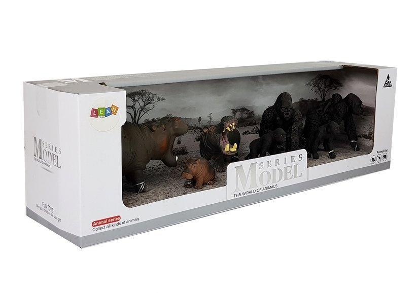 Zestaw Figurek Zwierzeta Safari Hipopotamy Goryle