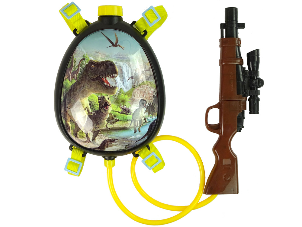 Pistolet Na Wode Brazowy Magazynek w Plecaku Szelki Dinozaury Zielony