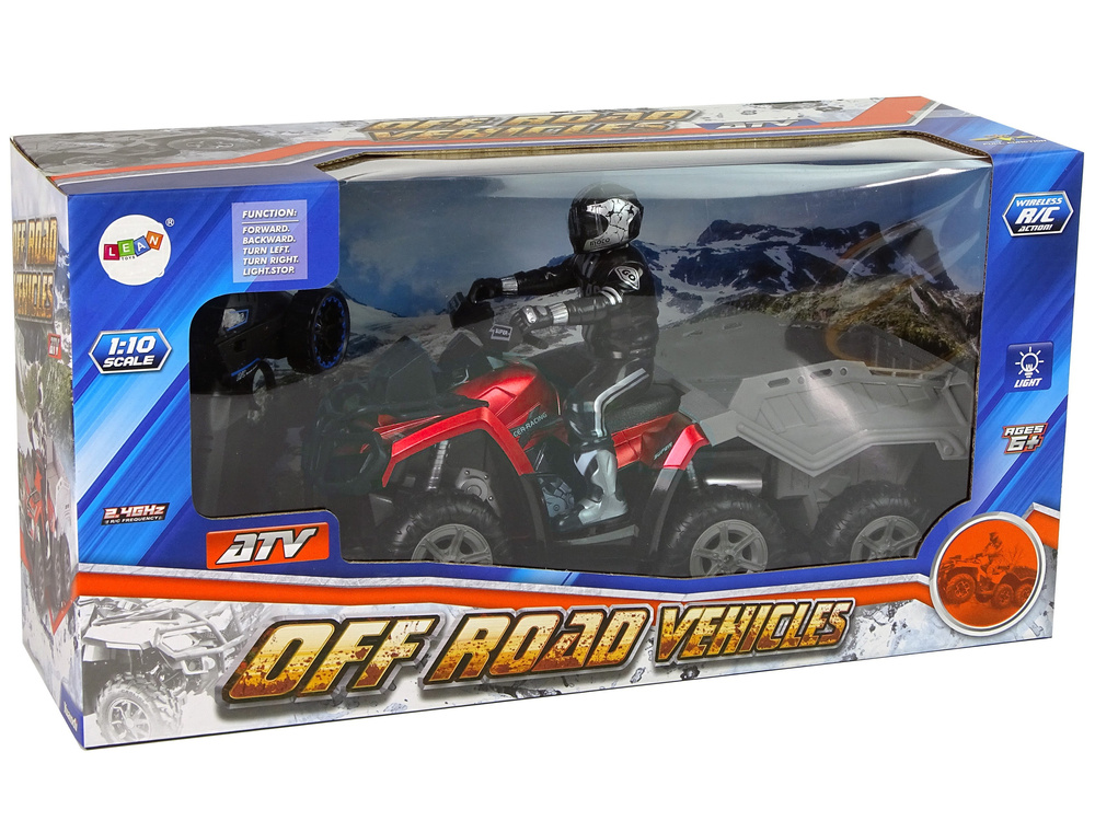 Quad z Przyczepka 1:10 Off-Road Czerwony 2,4G