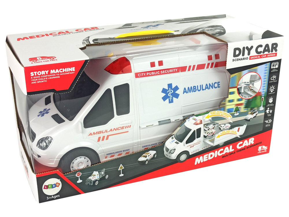 Ambulans Transportowy Parking Dzwieki Swiatla Naped Frykcyjny Autka Akcesoria