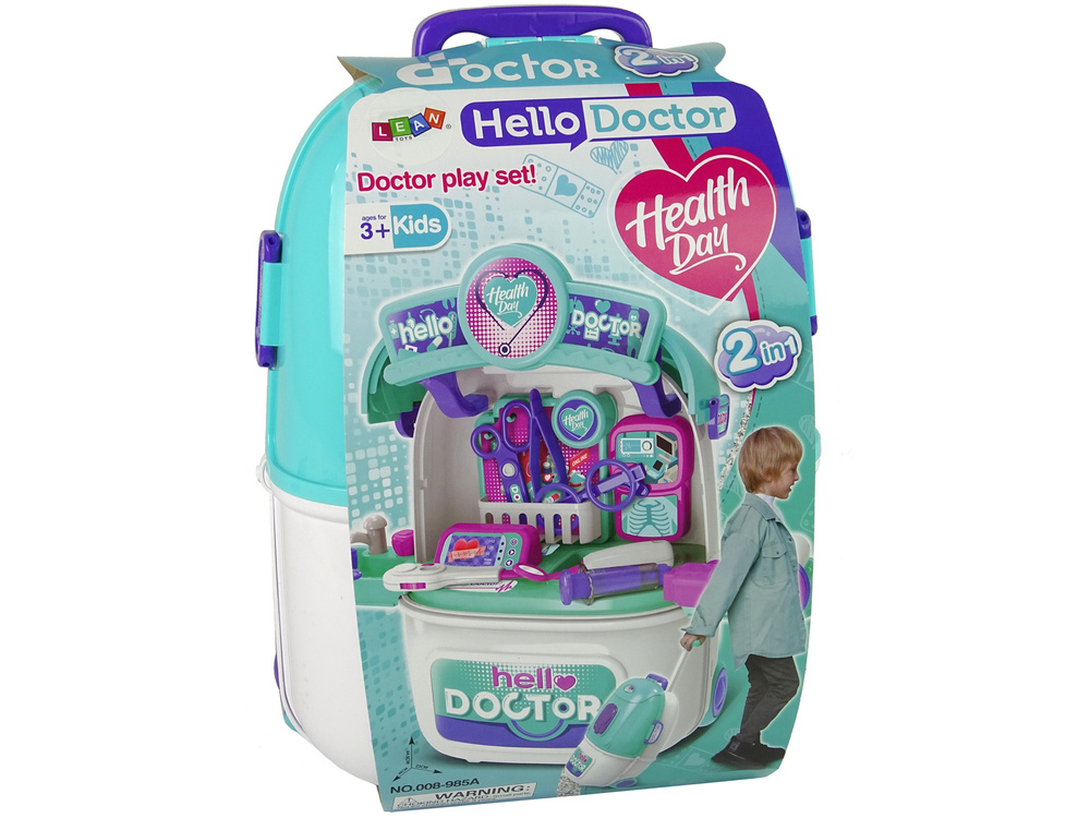 Zestaw Doktora w Walizce Mloteczek Okulary Strzykawka Turkusowy