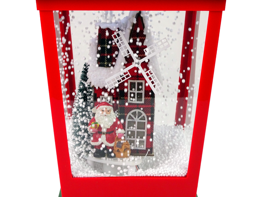 Swiateczny Lampion Swiatelka Sypiacy Snieg Czerwono- Zielona