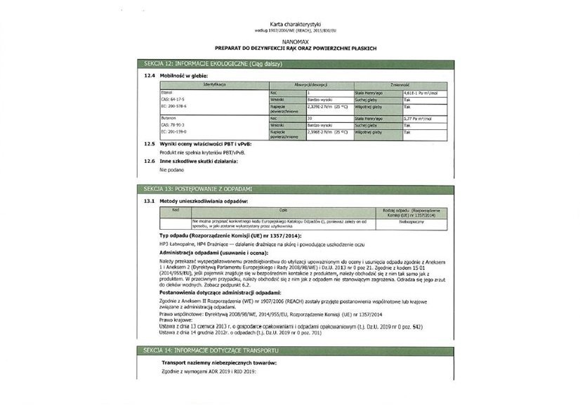 Plyn do dezynfekcji Rak i Powierzchni Nanomax 60 ml