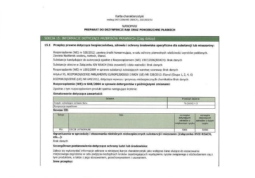 Plyn do dezynfekcji Rak i Powierzchni Nanomax 60 ml