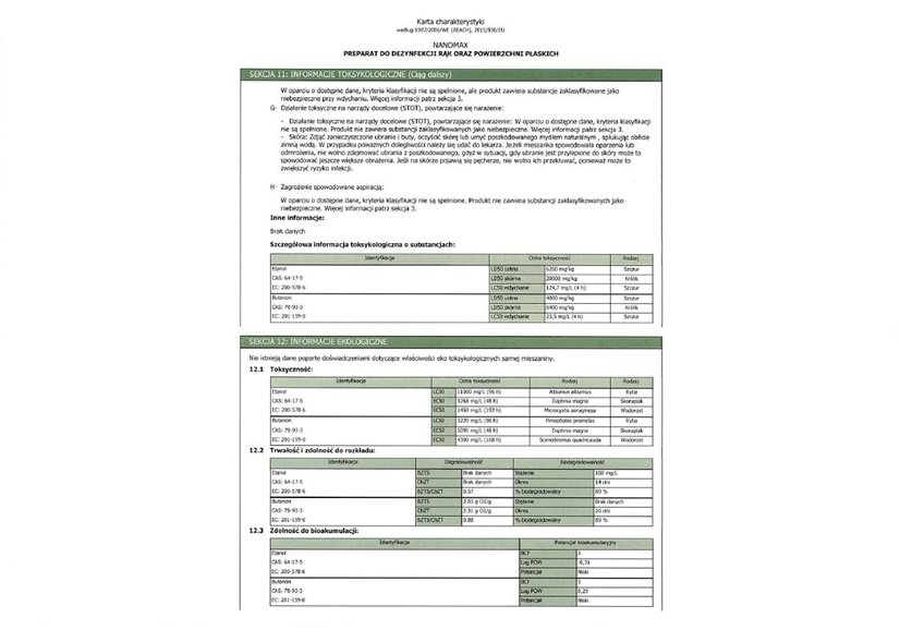 Plyn do dezynfekcji Rak i Powierzchni Nanomax 60 ml