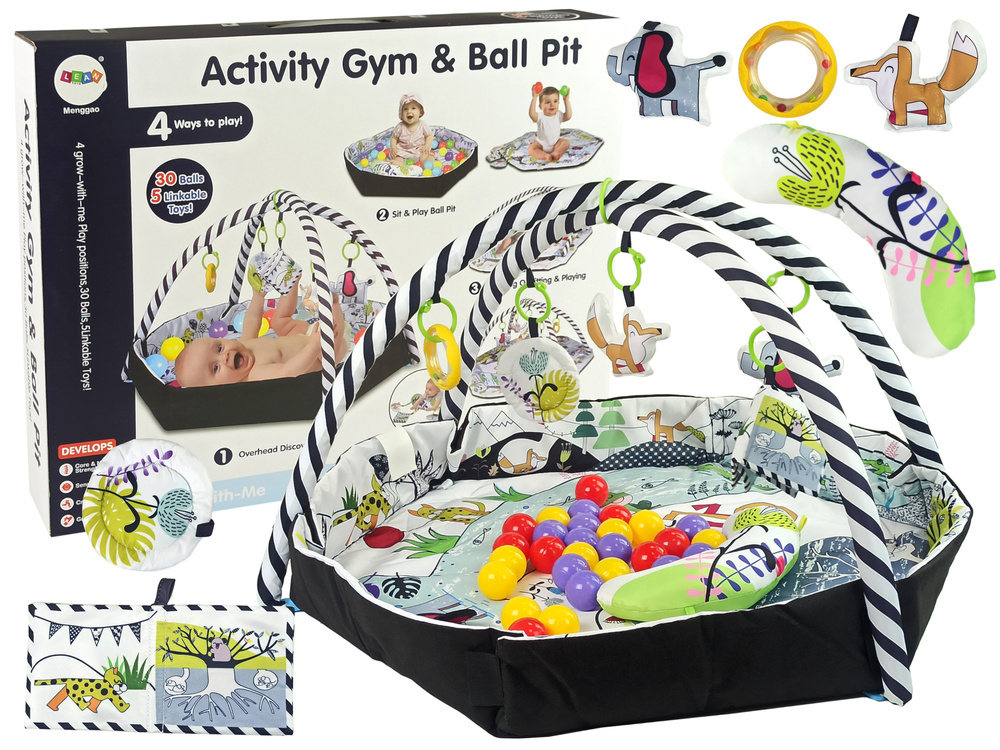 Duza Mata Edukacyjna Dla Niemowlaka 4 w 1 Pilki