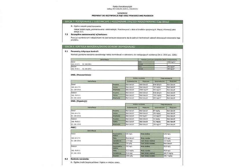 Plyn do dezynfekcji Rak i Powierzchni Nanomax 120 ml