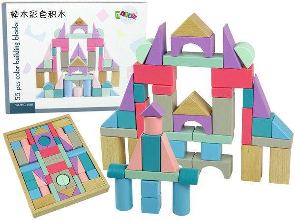 Wooden Bricks Pastel Colours 55 Pieces Castle | Toys \ Zabawki ...