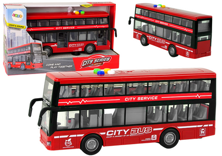 Battery Operated Double Decker Bus Lights Sounds Friction Drive Red