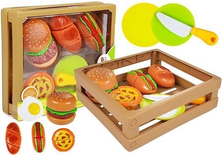 Burger Set for Cutting Indredients in a Basket