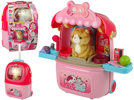 Cat Beauty Salon Set Oreo Pet in Suitcase Backpack Pink