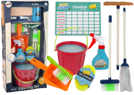 Cleaning Set 11in1 for children mop bucket dustpan spray sponge