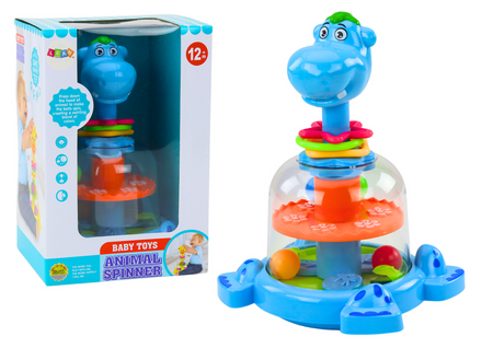 Hippopotamus Spinning Top With Balls For Babies Blue