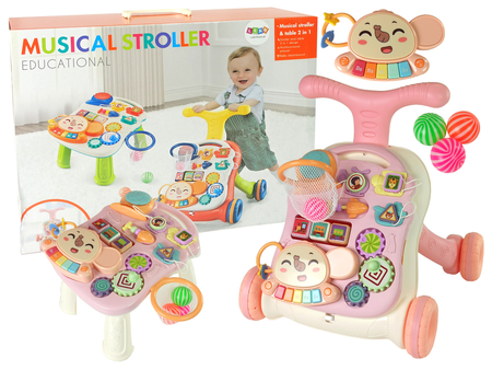 Interactive Pusher Walker Table 2in1 Pink