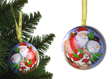 Metal Christmas Tree Decorative Metal Bomb Santa with Snowman Blue