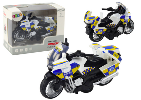 Police Motorcycle with Friction Drive Battery Powered Lights Soundc