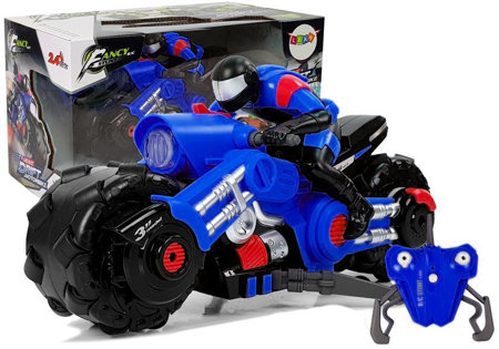 Remote Controlled Drift Motorbike Blue with Batteries 1:10 2.4 GHz
