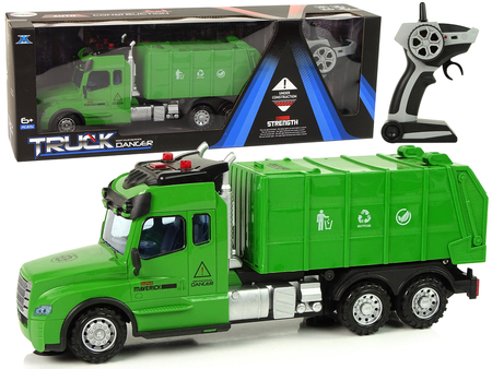 Remote Controlled Garbage Truck Pilot 2.4G Lights Sounds Green