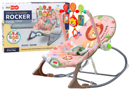 Rocking Chair Bouncer For Baby Vibration Sound Rocking Rocker Pink Lion