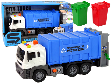 Rubbish truck Friction Drive Sound Blue 1:16 Waste Segregation