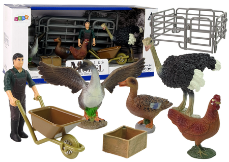 Set of 8 pieces Farm Animals + Farmer Homestead Accessories