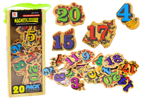 Set of Wooden Number Picture Magnets, 20 pieces