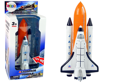 Space rocket with metal spacecraft  Aerospace Light and sound effects PULL-BACK