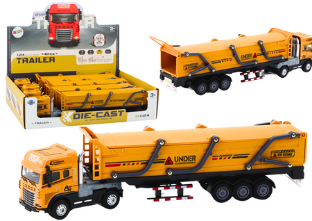 Truck With Trailer TIR Transport Vehicle 1:24 Sounds Lights Yellow