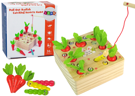 Wooden Carrots Earthworm Rod Magnet Game