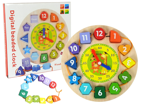Wooden Educational Sorter Clock Learning Numbers Shapes Colours