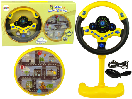 Yellow Interactive Steering Wheel On Foot Sounds Lights City Maze Ball