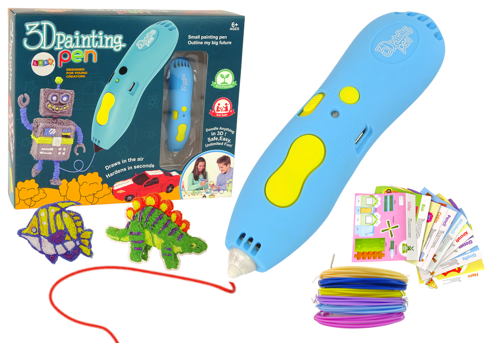 3D PRINTER PEN SET + CARTRIDGES STENCILS INSTRUCTION COLOUR BLUE, Toys \  Creative toys