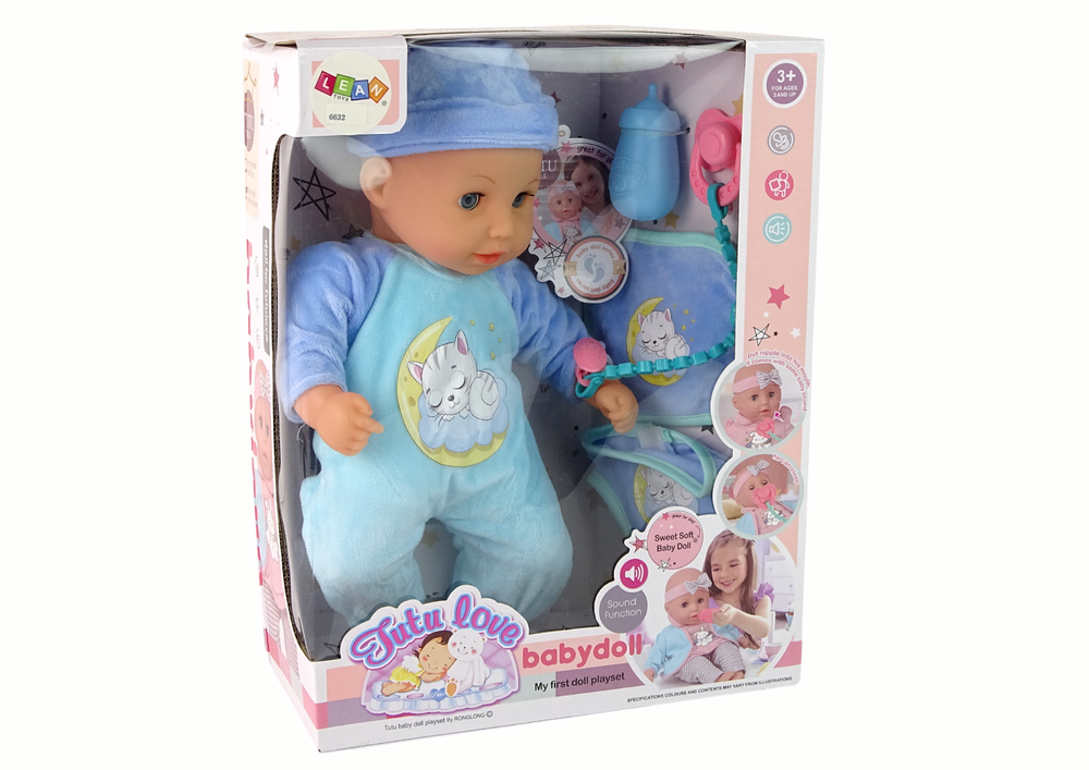 Baby Doll Sound Dummy Bib Blue Cat Pyjamas | Toys \ Dolls, houses, buggys