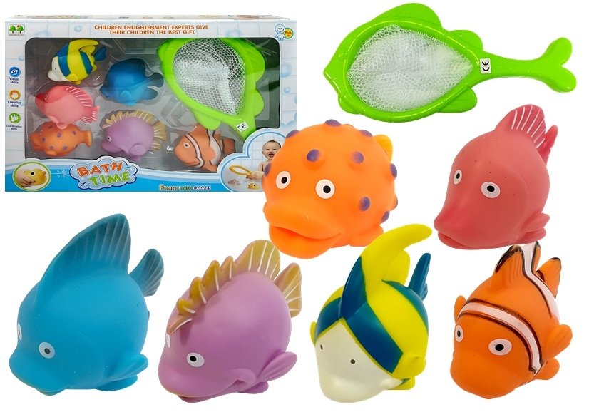 Big Set of Toy Fish For Bathing + Strainer, Toys \ Bath toys