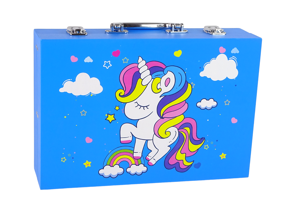 CHILDREN'S ART SET OF 145 PIECES In a pink case with a unicorn