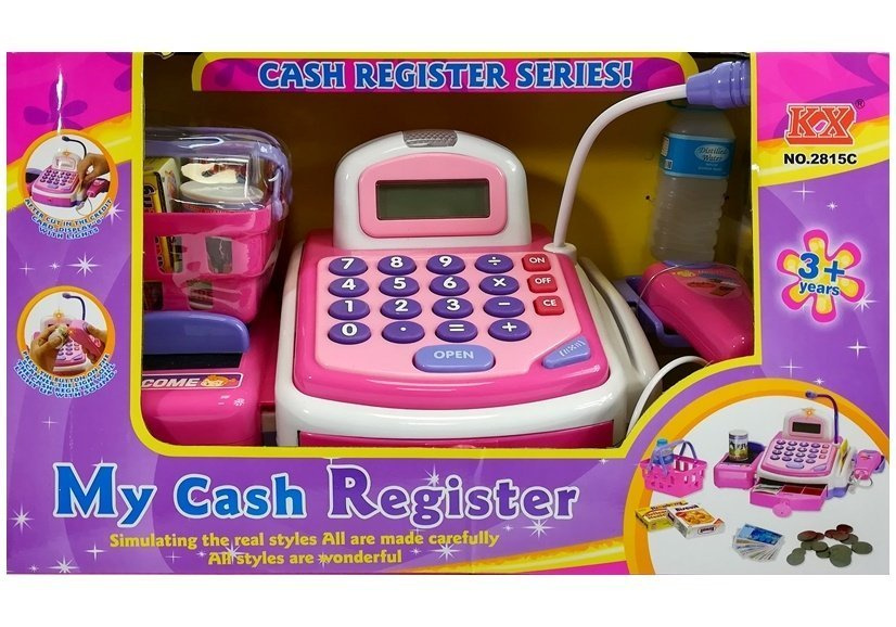 Cash Register Pink with Accesories Scanner Shop Money Toys \ Shop