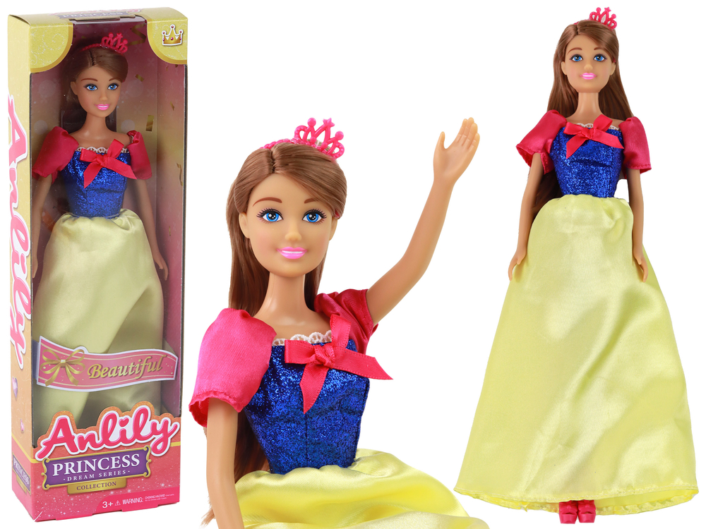 Children's Doll Anlily Princess Long Dark Hair Yellow Dress | Toys