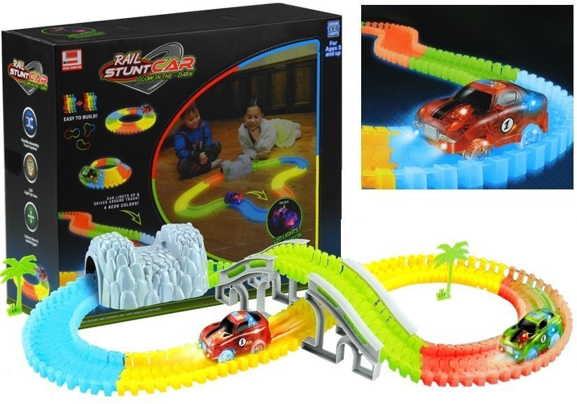 Neon Magic Track 160 PCS. + Glowing Car Toys \ Train sets and racing