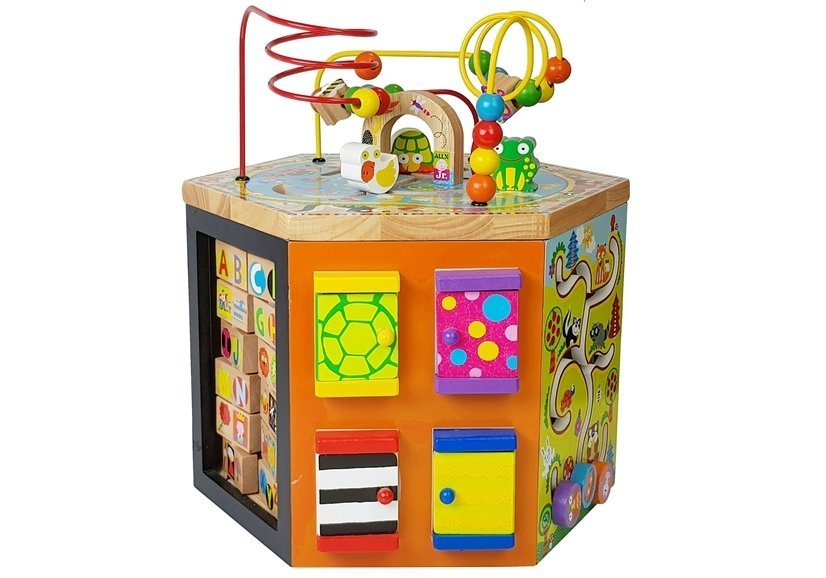 Educational Block with Labyrinth, Learning Hours, Counter Wooden Toys