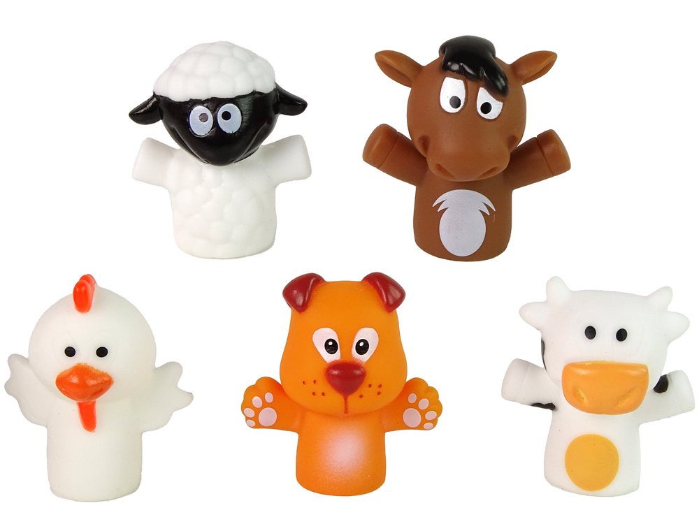 Set of Five (5) Small Rubber Hand Finger Puppets